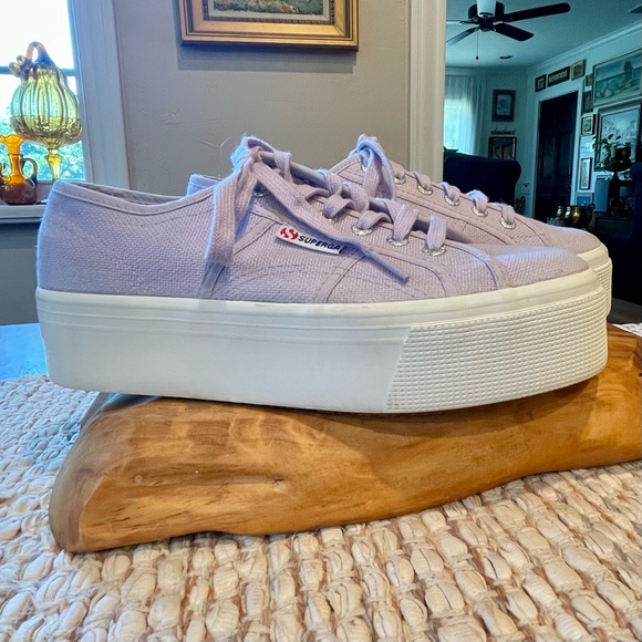 Superga 2790 Acot Platform Sneakers Size 8 1/2 Great Condition Chunky Violet - Picture 12 of 16